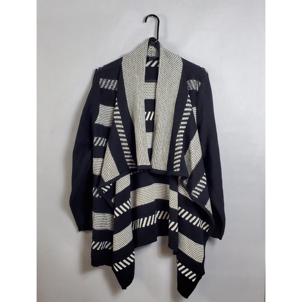 Torrid Black‎ White Stripe Waterfall Cardigan Sweater Women Size 1